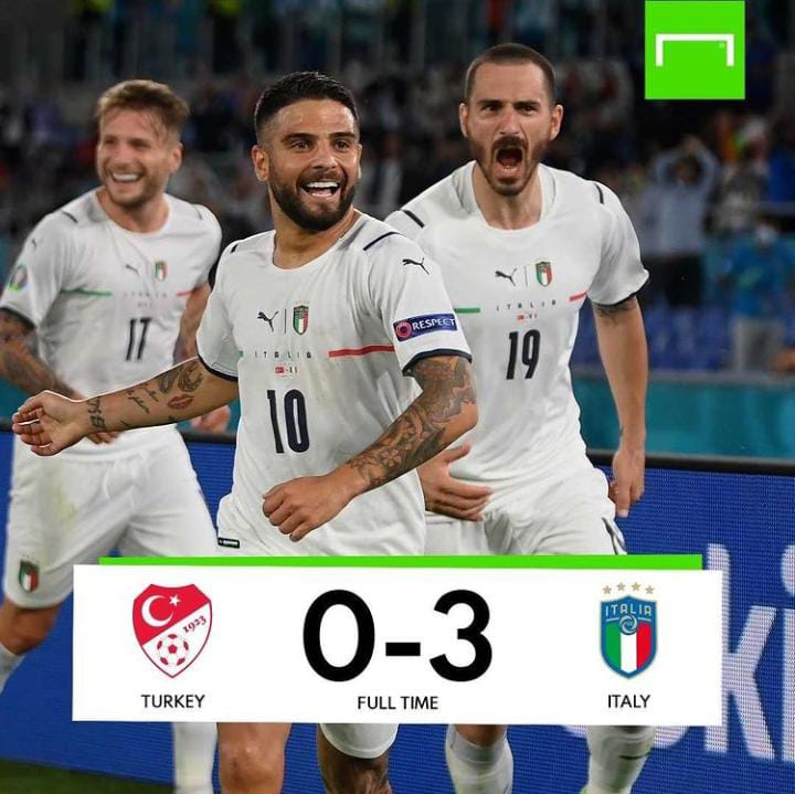 Berikut Hasil Pertandingan Euro 2020 Italia vs Turki dengan Skor 3-0