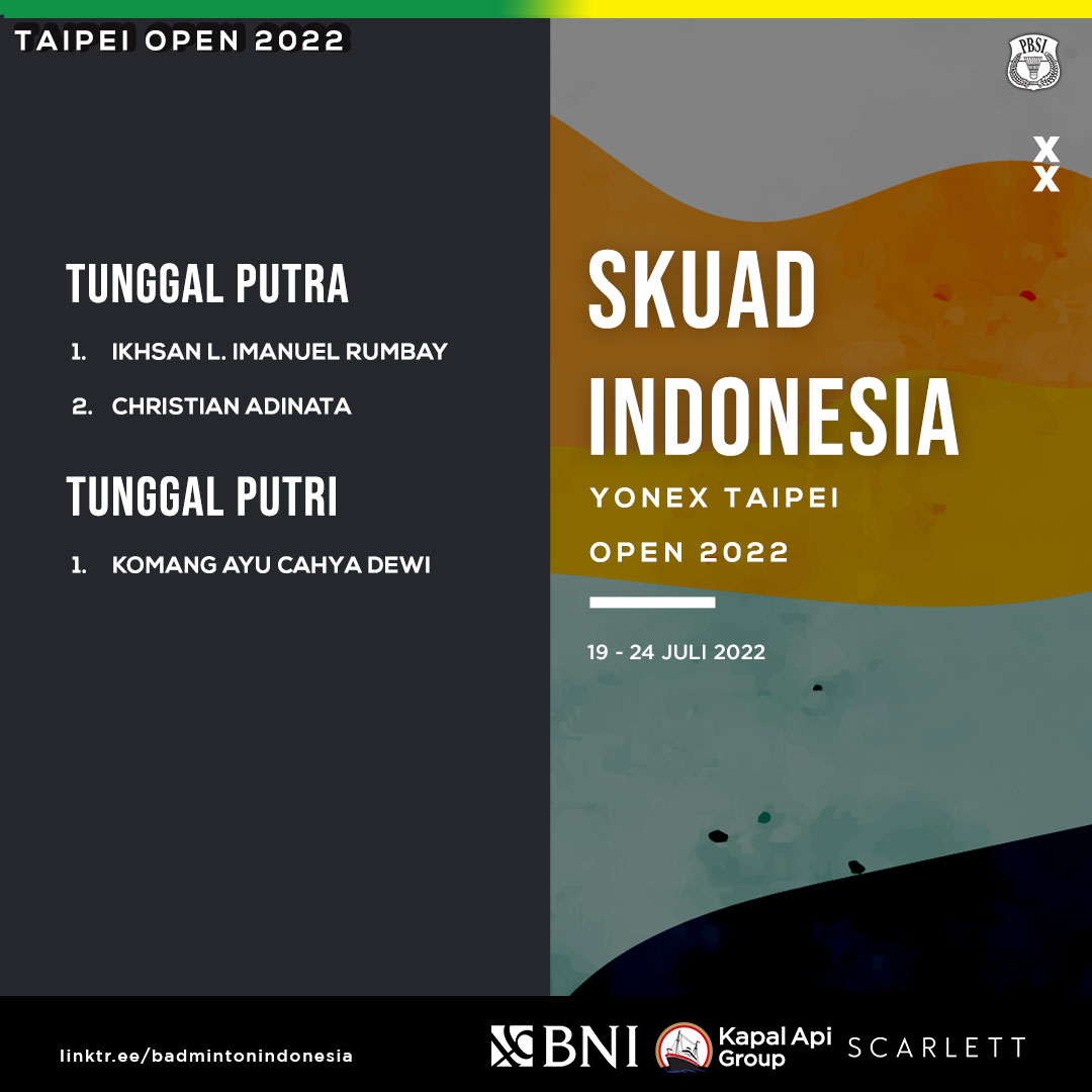  “Chinese Taipei Open 2022”, 12 Wakil Indonesia Menarik Keikutsertaan